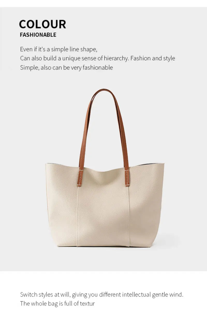 100% Genuine Leather Women's Tote Bags Luxury Designer Large Capacity Women Shoulder Bag Soft Cowhide Female Handbags 2378