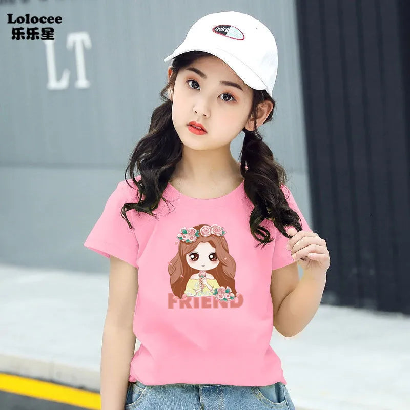 Cute Cartoon Rabbit Lollipop Print T Shirts Student Girls Kawaii Tee High Quality Cotton Summer Short Sleeve Casual Tops