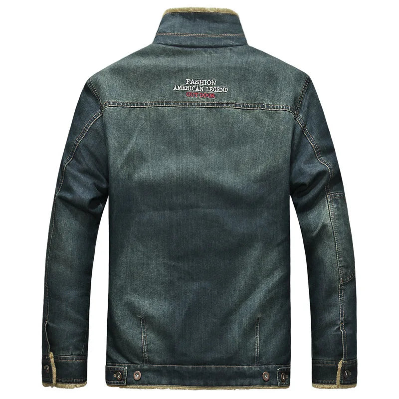 Winter Men's Denim Jackets Man Casual Outdoor Fleece Lined Warm Windbreaker Jacket Men Military Jean Cowboy Coats Clothing