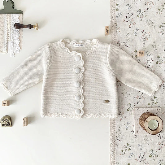 Cárdigans de punto de otoño para niños pequeños, abrigo para niñas, suéter para bebés, prendas de punto Retro para recién nacidos, chaqueta de algodón de manga larga para bebés, Tops, suéter
