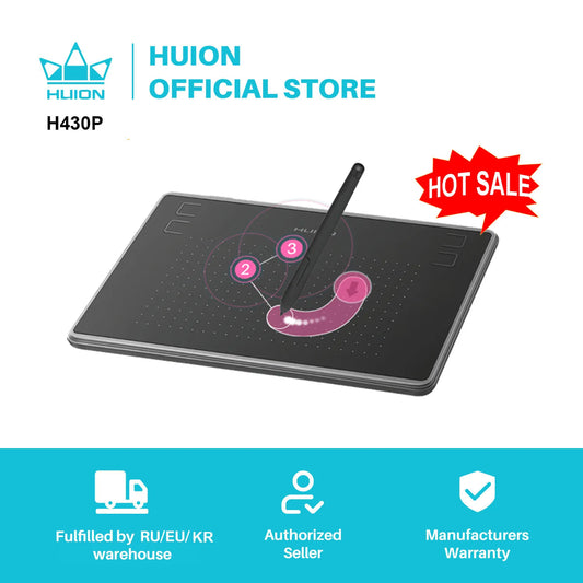 HUION H430P tabletas digitales, bolígrafo de dibujo gráfico de firma, tableta de juego OSU con bolígrafo sin batería, no incluye guante