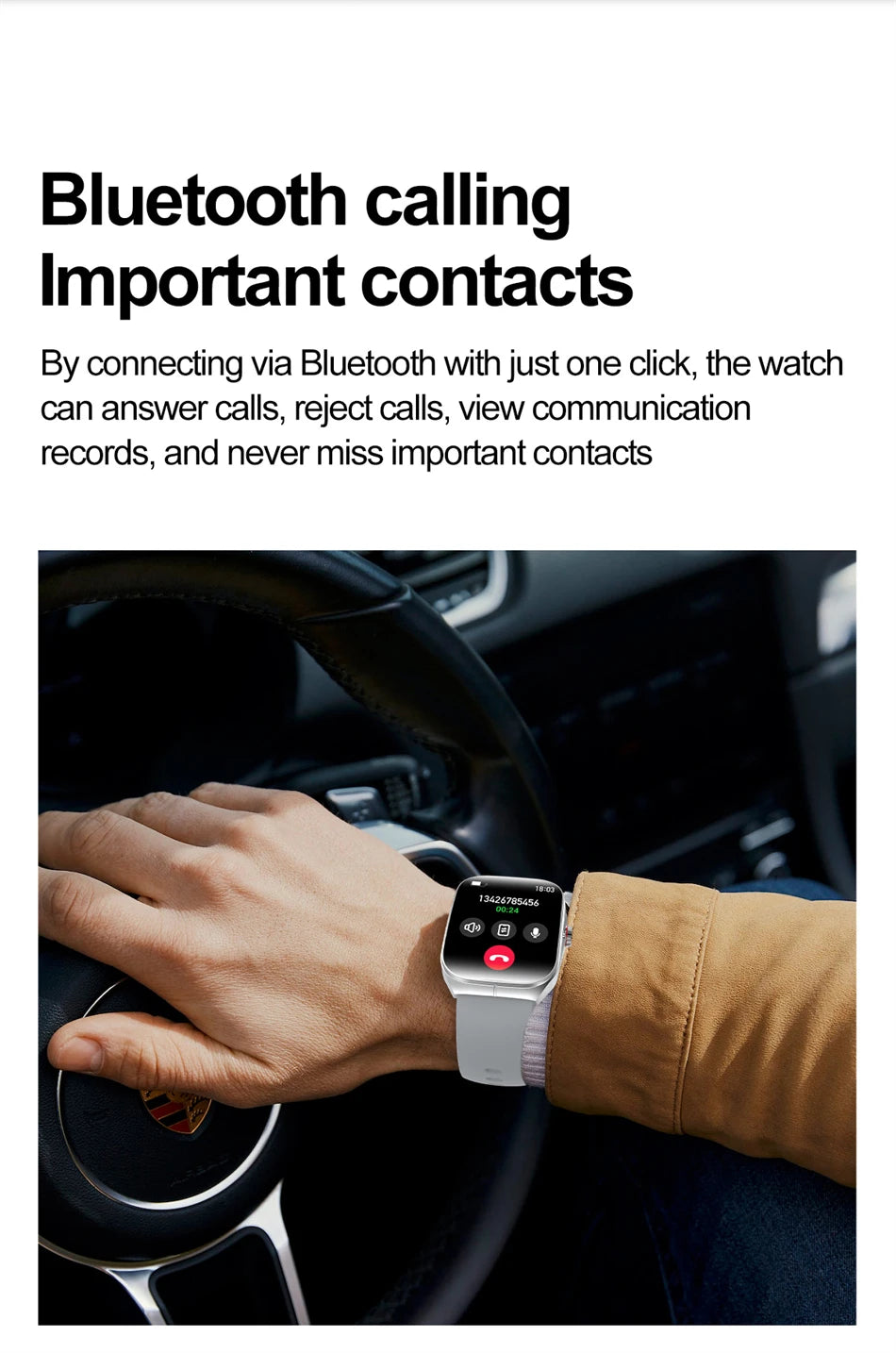 Smart Watch 1.95''AMOLED Curved Display BT Call NFCHeart Rate Monitor Multi-Sport Modes Fitness Tracker Smartwatch for Men Women