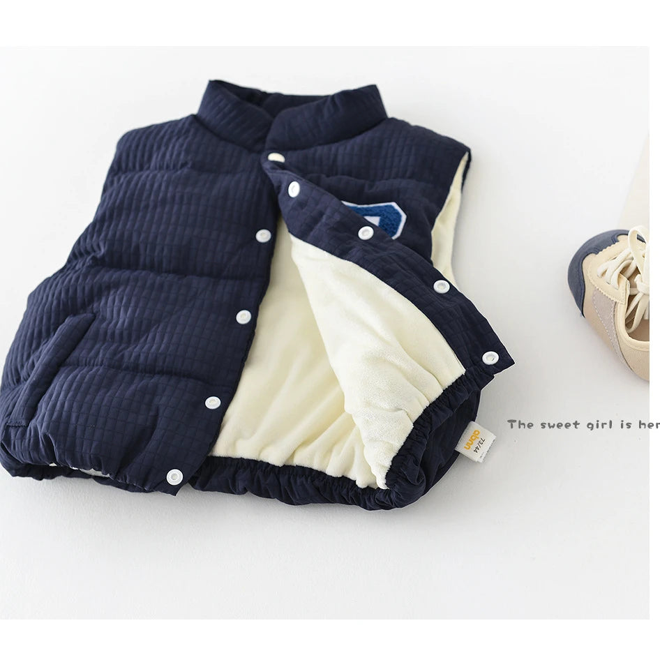 New Winter Warm Toddler Boys Girls Vest Solid Newborn Sleeveless Lamb Wool Coat Baby Thicken Waistcoat Cotton Kids Jacket