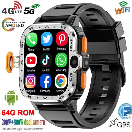 2024 Smartwatch With HD Camera Man Woman 2G 4G Sim Card 64GB 16GB RAM NFC GPS WiFi Waterproof Telephone Smart Watch Pk DW88 DW89