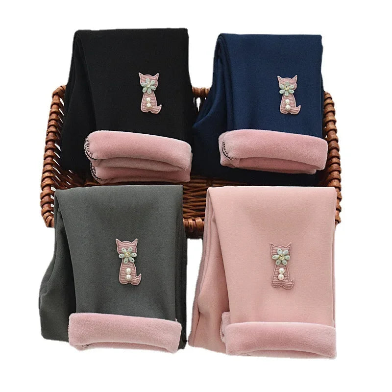 Kids Fleece-Lined Leggings - Thick Warm Pants for Girls, Winter Thermal Tights & Children's Bottoms Girls Leggings