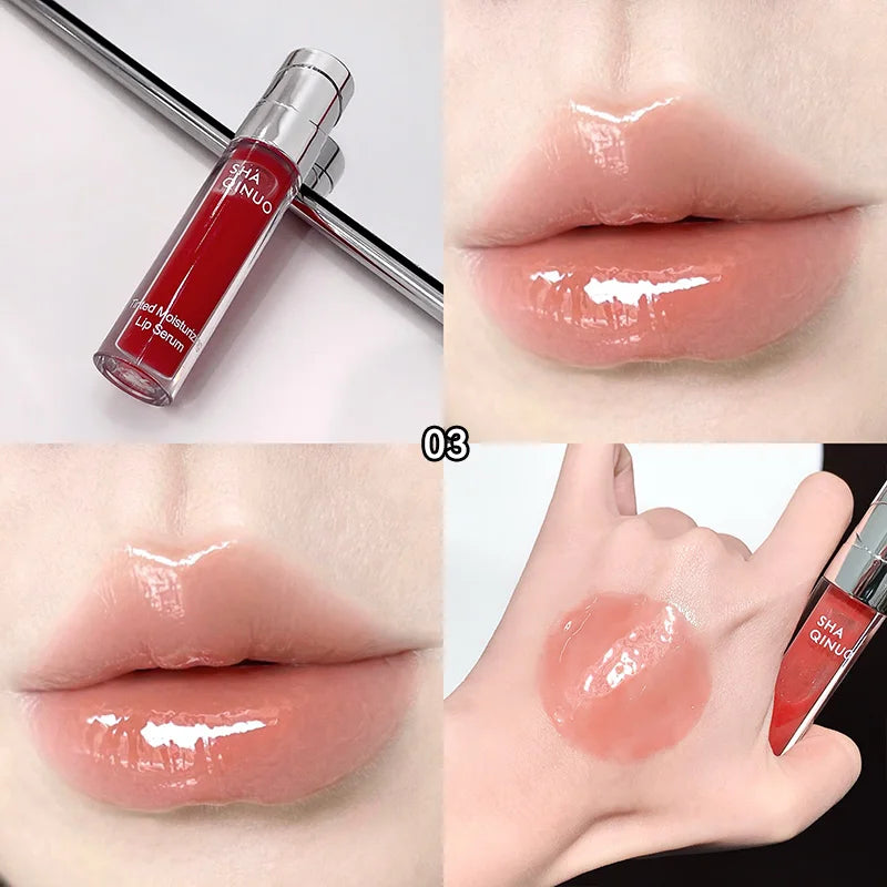 SHAQINUO Tinted Lip Serum 2.6g Deep Moisturizing Hydrating Tinted Lip Gloss Watery Glossy Mirror Finish Natural Nude Makeup