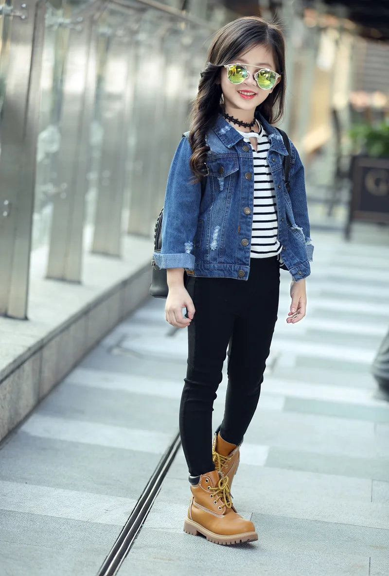 3-12-year-old girls pencil pants elastic baby Leggings 2024 new slim fit children's Leggings solid color imitation jeans