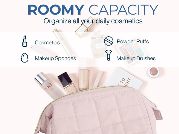 BAGSMART Makeup Bag Puffy Padded Make Up Bags for Women Makeup Organizer Case Wide-open Pouch Toiletry Bag Travel Essentials