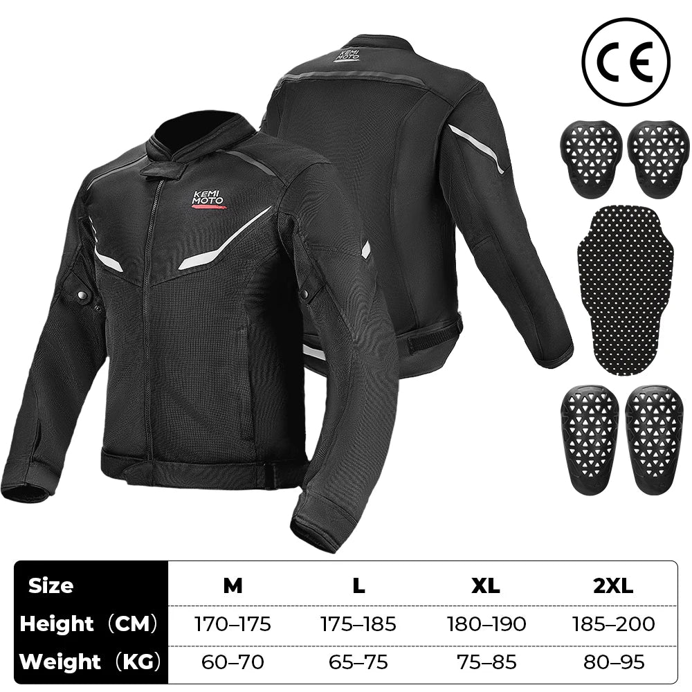 Motorcycle Riding Jacket for Men with CE Armored Protective Gear Cycling Biker Jacket Summer Breathable Soft Lining