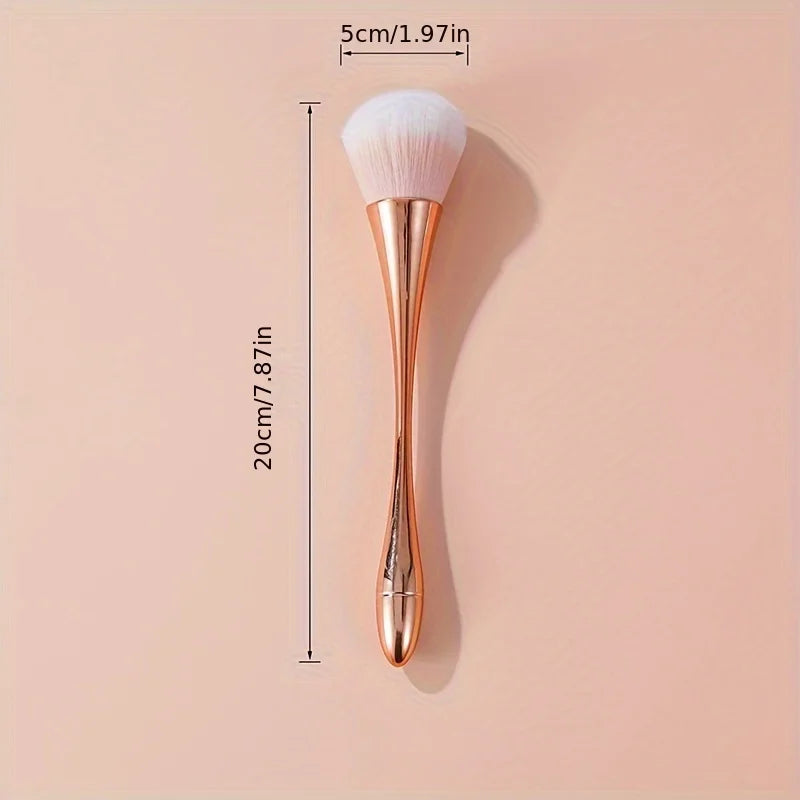 Rose Golden Fan Makeup Brush, Cosmetic Brush Loose Powder, Highlighting Brush Blush - Soft Hair Makeup Fixing