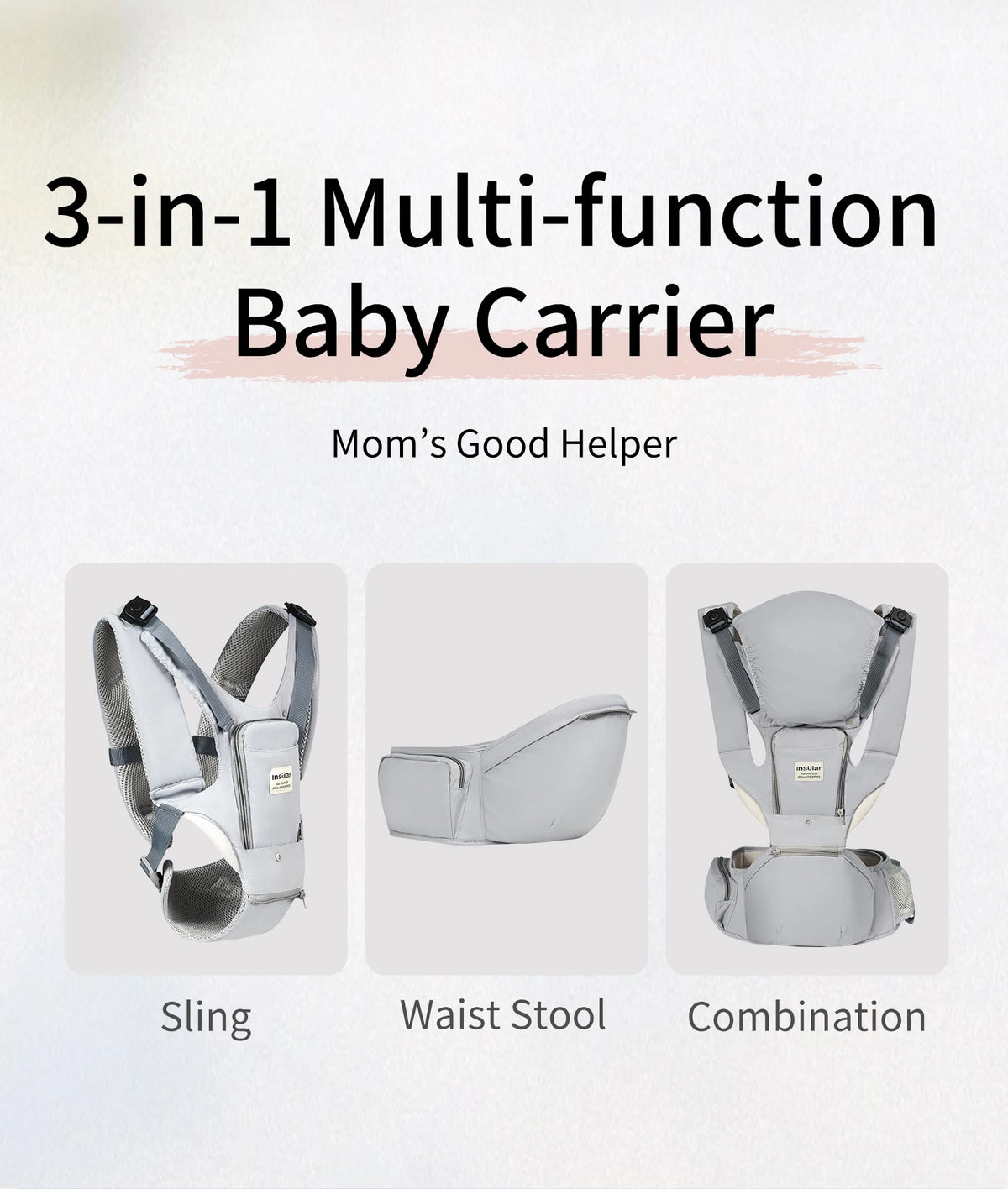 INSULAR Baby Carrier Breathable Child Waist Stool With Hip Seat Waist Stool Front Hold Portable Multi-functional 0-2Y