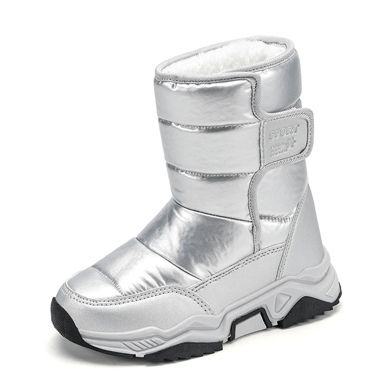 New Kids Snow Boots Winter High-top Warm Cotton Shoes for Children Boys Girls Warm Plush Lining Ankle Boots Anti-skid Waterproof