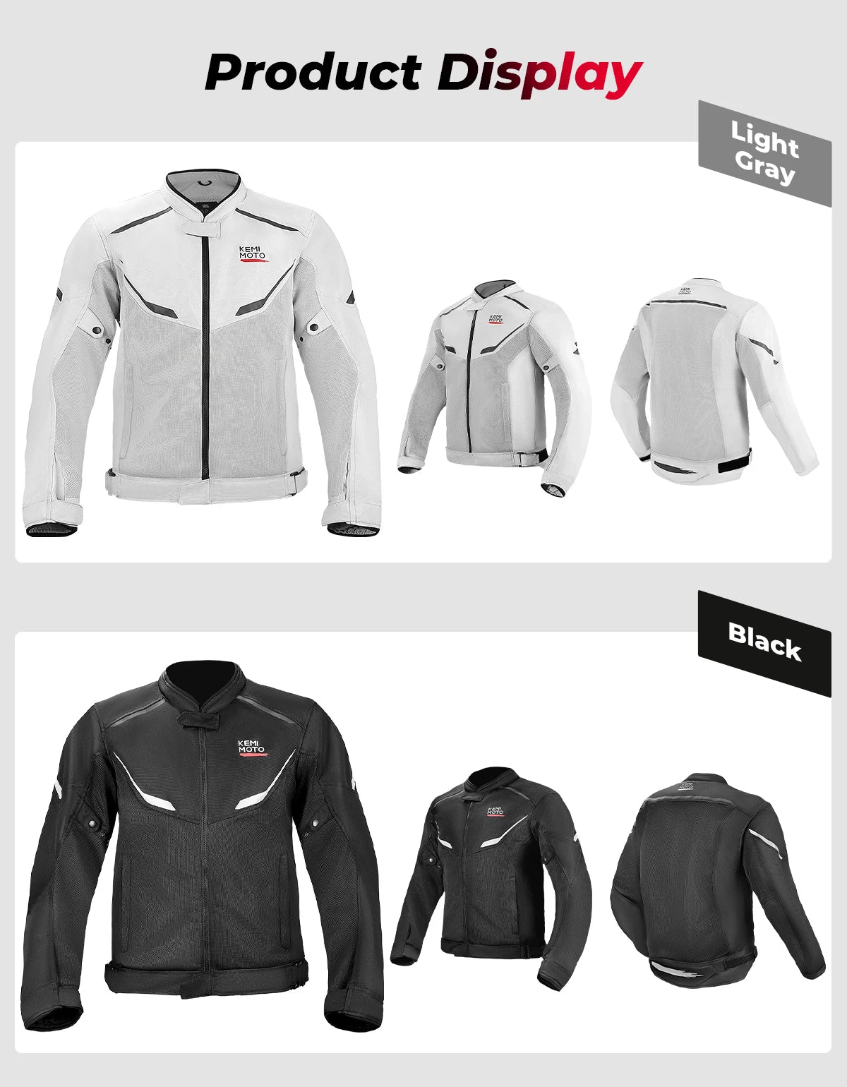 Motorcycle Riding Jacket for Men with CE Armored Protective Gear Cycling Biker Jacket Summer Breathable Soft Lining
