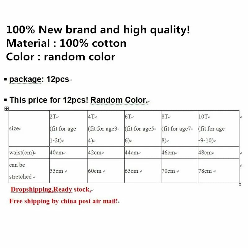 24pieces/Lot 100% Cotton Girls Underwear Chirdren Briefs Girls Panties  Kids Underwear2-12Years