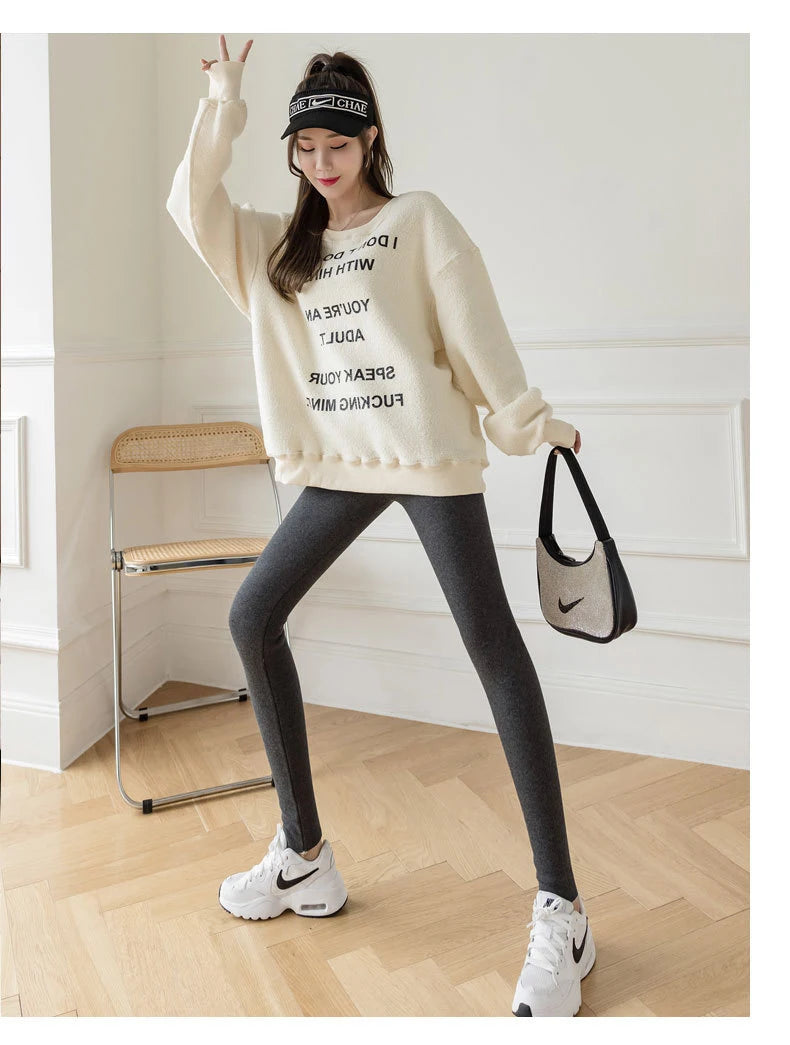 Winter Leggings For Women Thermal Underwear Solid Color Velvet Thicken Warm Pants High Waist Leggings Stretchy Leggings Trousers