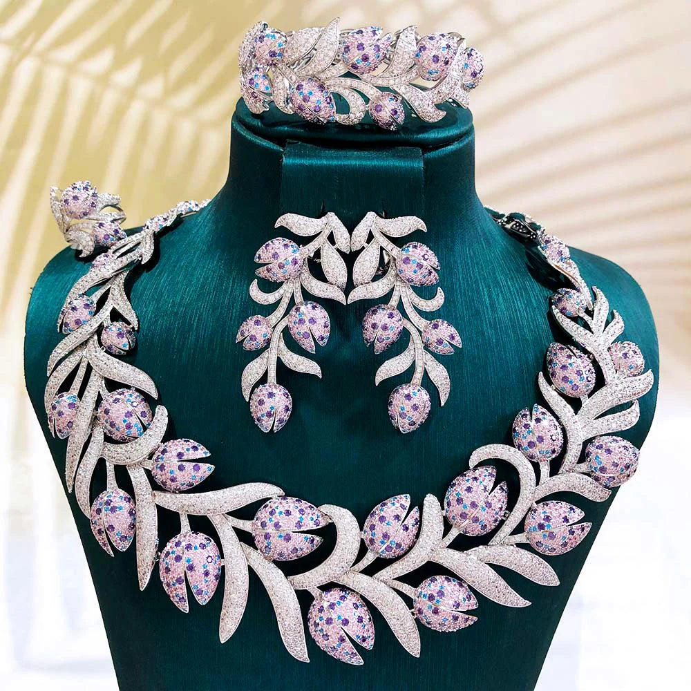 GODKI Luxury 4pcs Bold Ball African Jewelry Sets For Women Wedding Party Full Cubic Zircon Dubai Bridal Jewelry Set Gift
