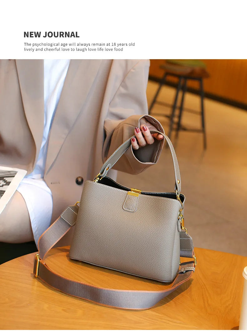Retro bucket bag women's fashionable handbag large capacity new single shoulder crossbody bag Soft Leather multi-color wallet