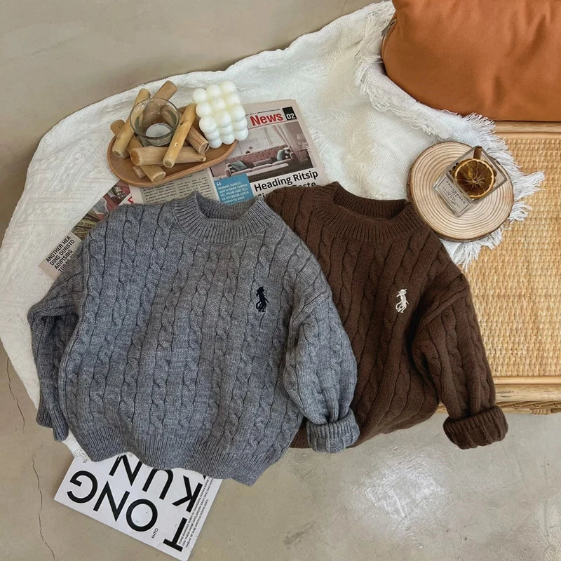 IYEAL primavera y otoño suéteres para niños niñas tesoro tejido Retro jerseys raglán chaquetas sueltas camisetas de algodón