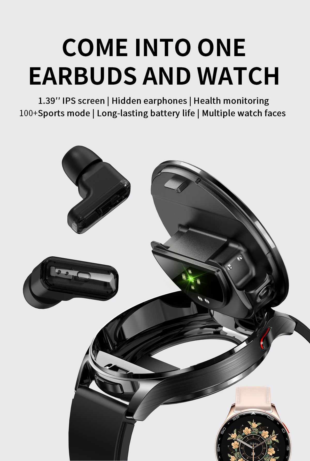 LIGE 2 In 1 TWS Headset Smart Watch 1.39" Women Men Sport Fitness Heart Rate Health Tracker Watches Earphone Music Smartwatch