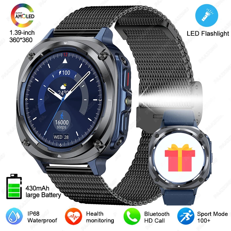 NEW Watch 7 Ultra Smart Watches IP68 Waterproof Bluetooth Call Heart Rate LED Flashlight Outdoor Smartwatch for Android iOS