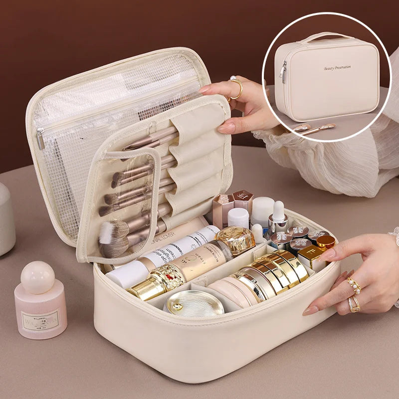 Makeup Bag Women's Cosmetic Bag Double Layer Large Capacity Portable Storage Bag Travel Organizer Waterproof Toiletry Bag