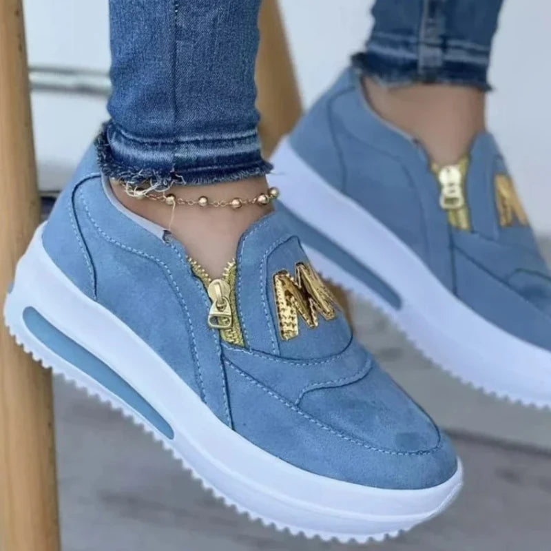 Women's Sneakers Platform Shoes Side Zipper M Printed Women Vulcanized Shoes Lightweight Casual Shoe Plus Size 43 Women Shoes