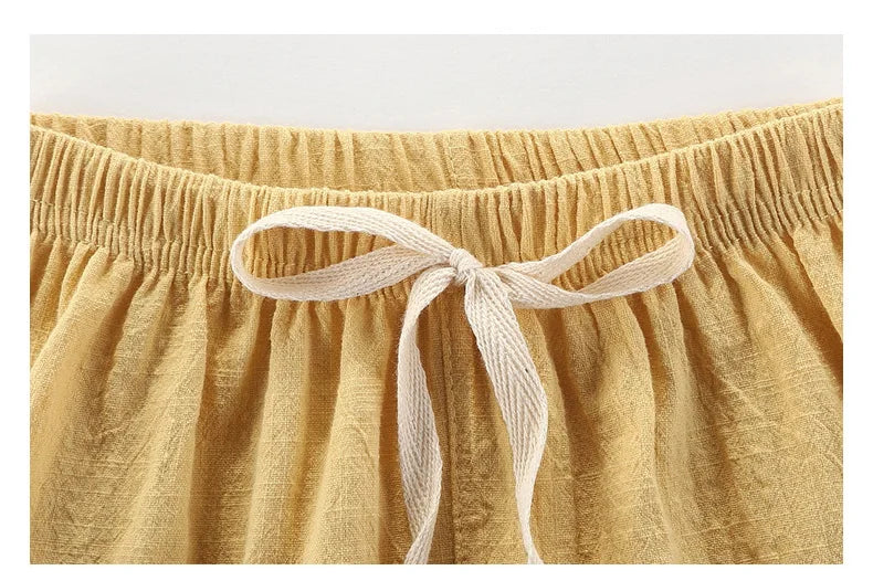 Teenage Boy Shorts 150 160cm Summer Clothing Cotton Linen Shorts Light Blue Black Red Children Shorts for Girls Toddler Clothes