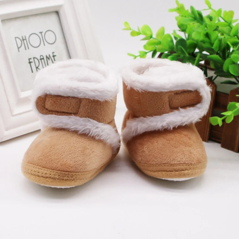 Baywell, botas cálidas para otoño e invierno para recién nacidos, 1 año, zapatos para bebés y niños, botas de nieve de piel de suela suave para niños de 0 a 18M