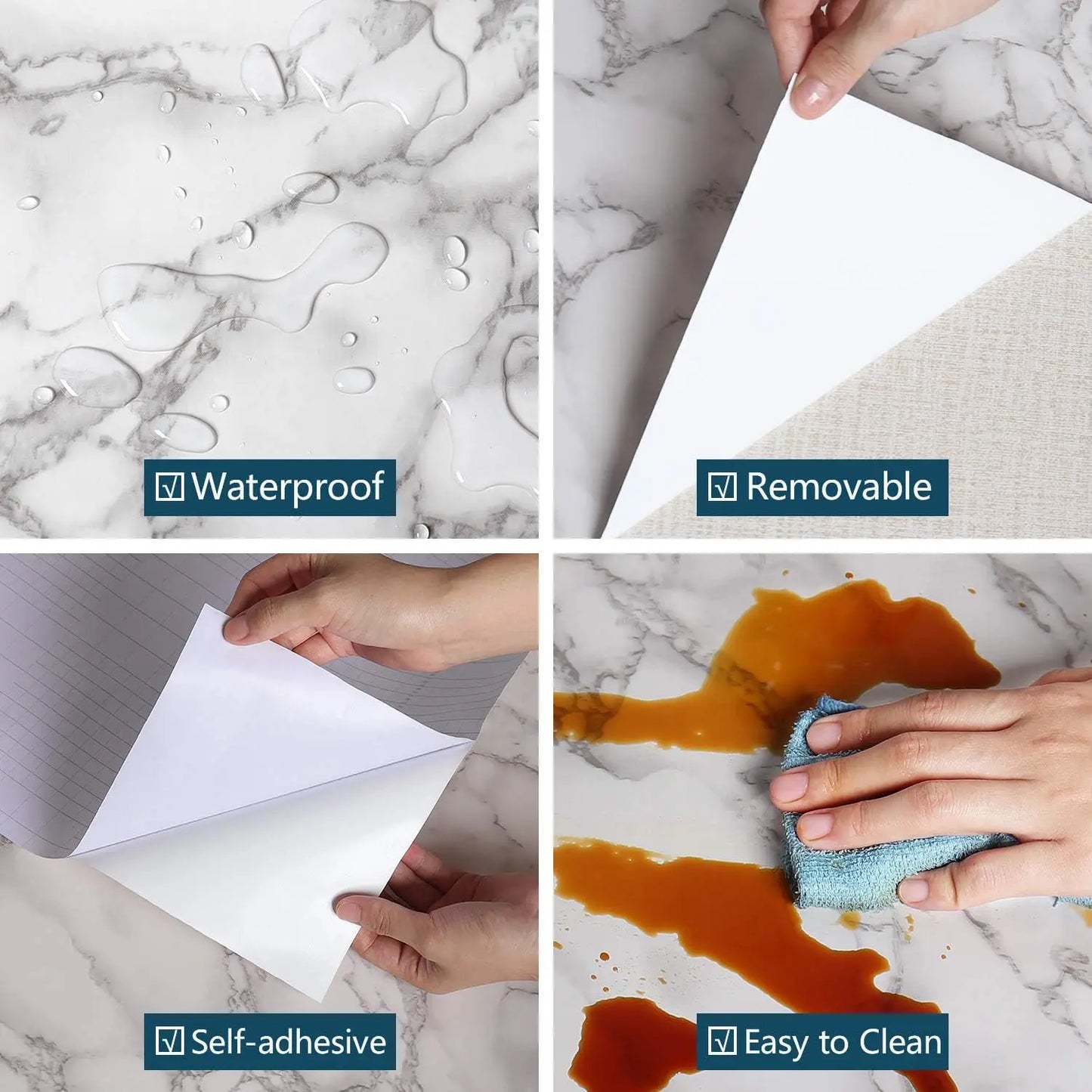 55cm Marble Vinyl Self Adhesive Wallpaper Waterproof Contact Paper PVC Wall Stickers for Kitchen Livingroom Home Decorative Film