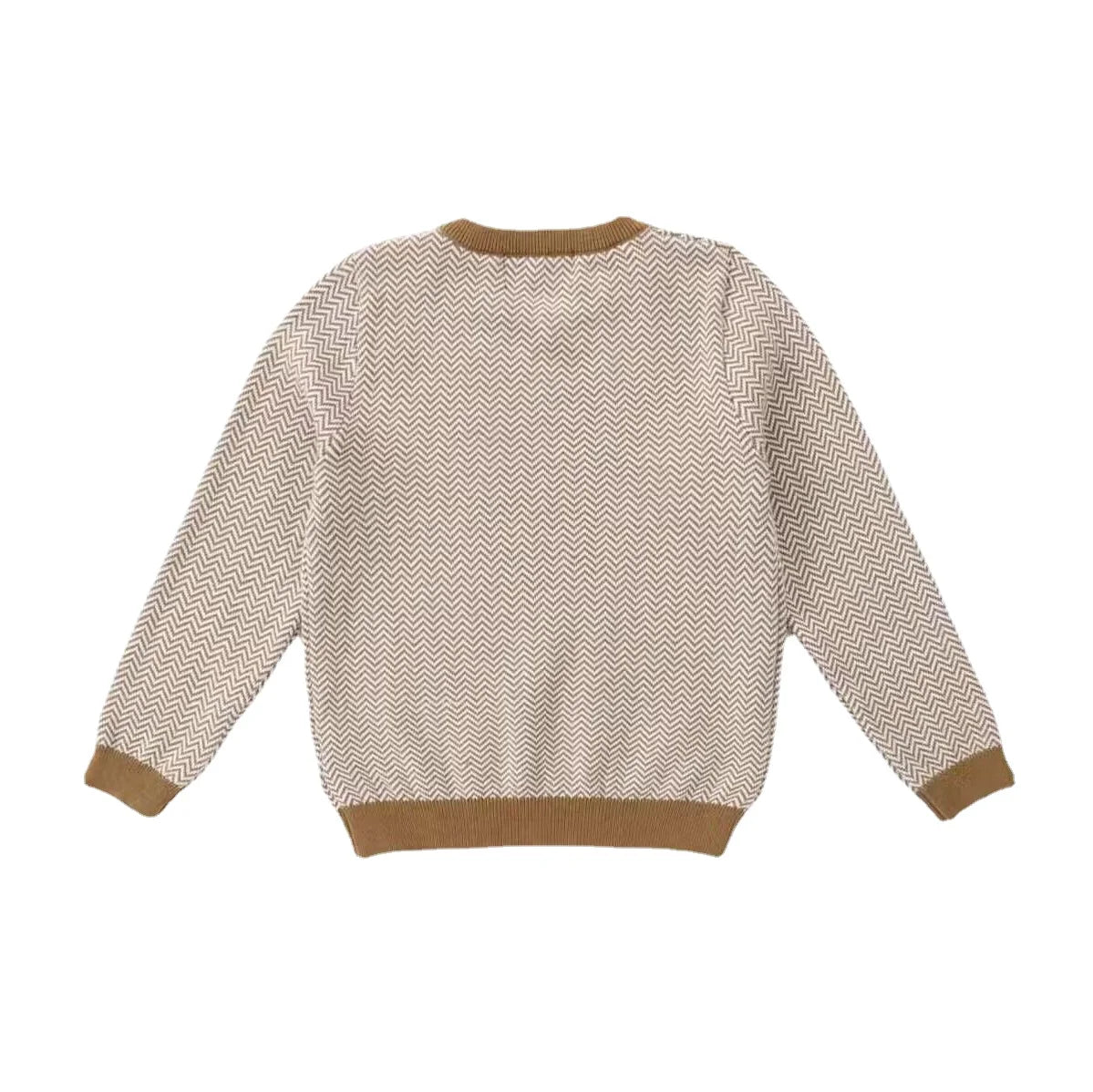 Jersey nuevo AP Herringbone SweaterAP otoño 2024, suéter con cuello en V para niños, 100% algodón Natural, Tops de punto geométrico para niños, #7708