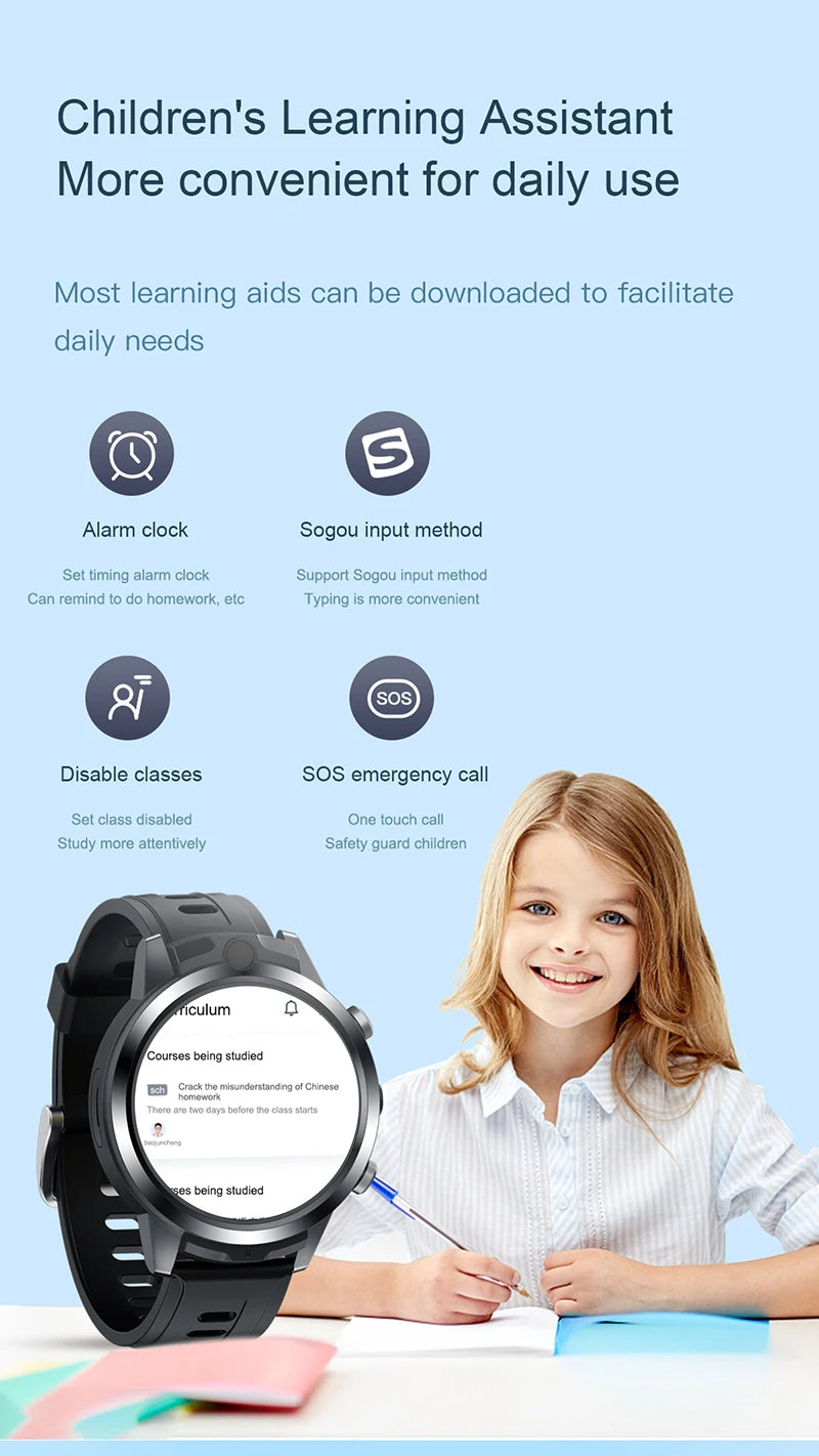 New Arival 1.6inch 4G All Netcom Can help children learn Smart Watch Dual cameras 4+6GB body temperature ECG monitoring Watch