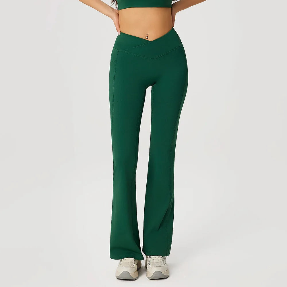 Gym Leggings Women Bell-bottoms Yoga Pants High Waist Booty Lifting Leggings Pants Women Sports Clothing Fitness Wide-leg pants