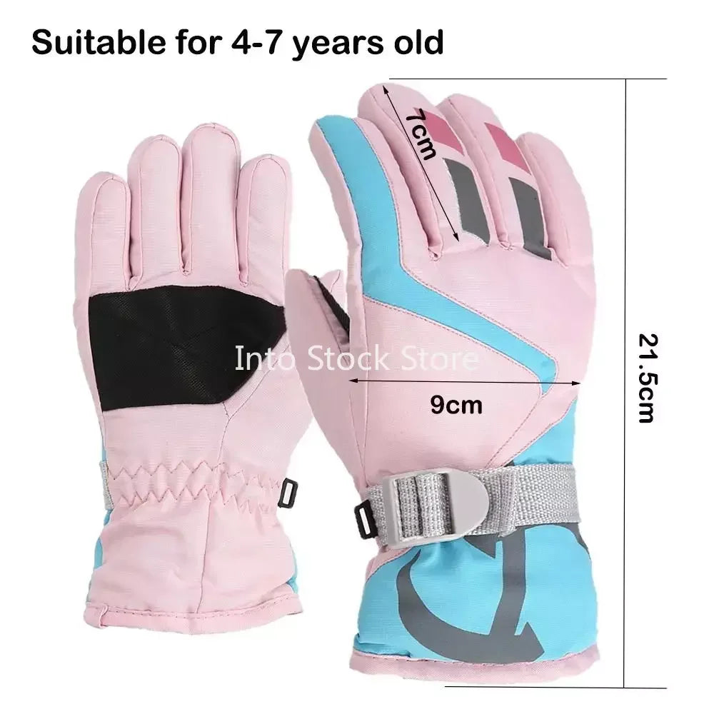 New Children Kids Warm Snow Gloves Boy Girls Ski Snowboard Mittens Windproof Waterproof Thicken Keep Warm Gloves Winter Must