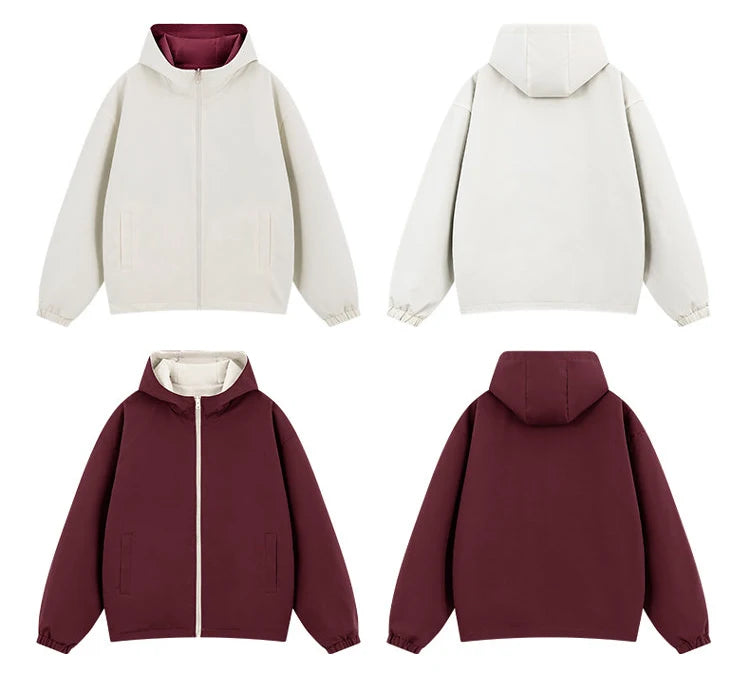 Womens Hooded Reversible Jackets 2025 Windbreaker Women Jackets Basic Coats Zipper Fashion Lightweight Jackets Famale Outerwears