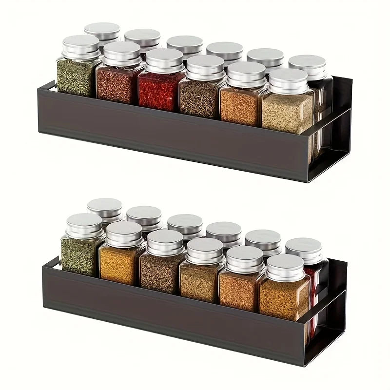 Magnetic Fridge Organizer Rack, Strong Magnet Kitchen Storage Shelf, No-Drill Washing Machine Side Spice Holder, Multi-functional Organizer Basket