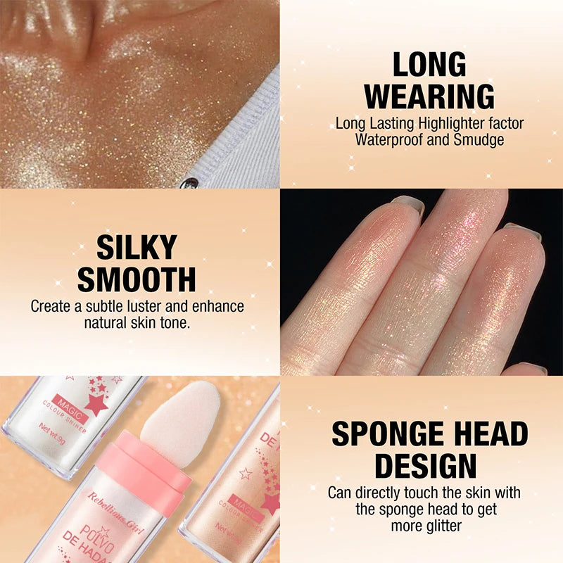 3 Colors Glitter Fairy Highlight Pat Powder Bride Wedding Highlight Powder Body Glitter Powder Shiny Powder Multifunction Makeup