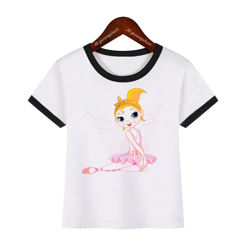 New Summer Style Girls T-Shirt Cute Butterfly Fairy Graphic Print Toddler Tshirt Fashion Kids Clothes Tshirt Girls Camisole Tops