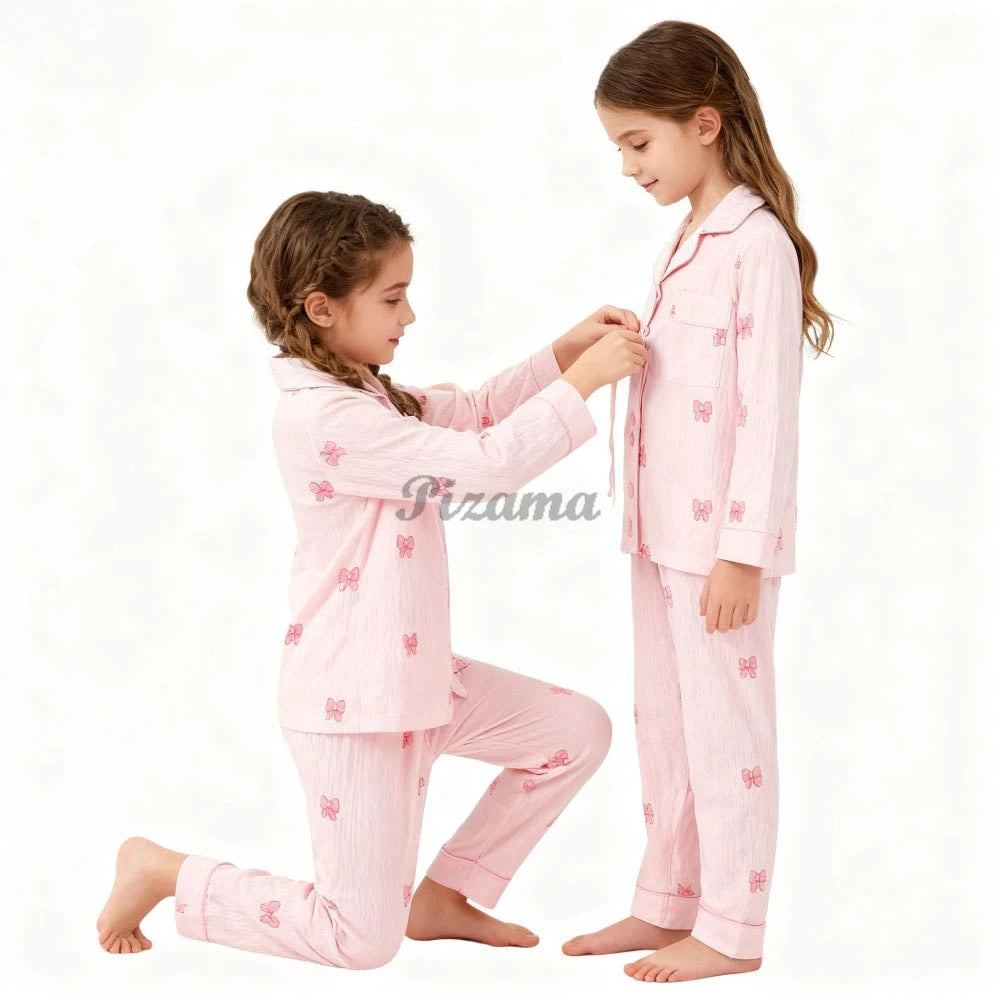 Spring Autumn Winter Teen Girls Pajamas Sets Children 2 Piece Full Sleeve Loungewear Kids Pyjamas Button Down Pijama Teen Niña