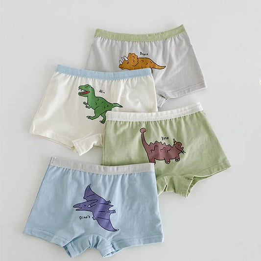 Baby Boys Girls Underwear Children Cartoon Dinosaur Cotton Flat Corner Underwear Kids Four Seasons Shorts for 3T 4T 5T 6T 7T 8T