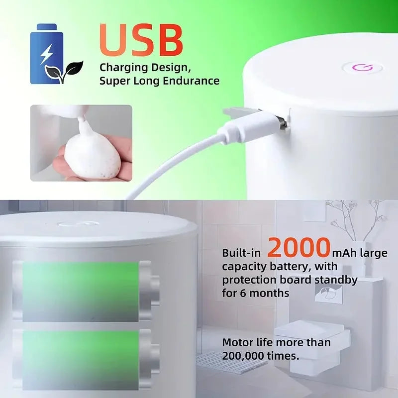 USB Charging Automatic Induction Foam Soap Dispenser Smart Liquid Soap Dispenser Auto Touchless Hand Washer For Kitchen Bathroom