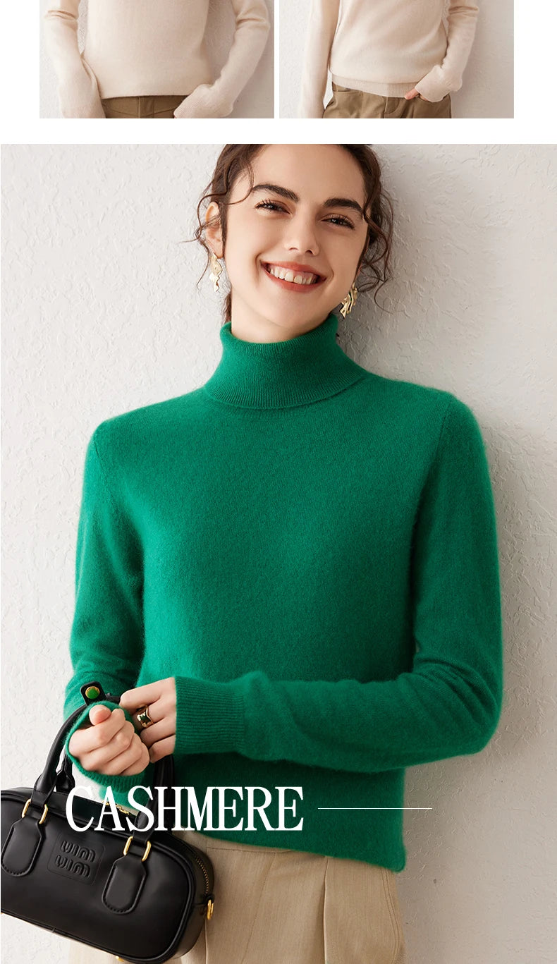 Ladies Sweater Cashmere Sweater Women Wool Turtleneck Knitwears 100% Cashmere Tops Long Sleeve Pullovers Jumpers Female Clothing