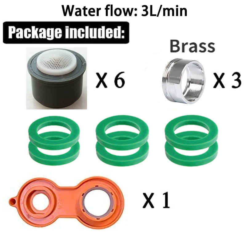 24mm Faucet Aerator Replacement, Water Saver Spout Filter Kitchen Tap Aerators Kit(6 Pieces)  Faucet Adapter Bathroom