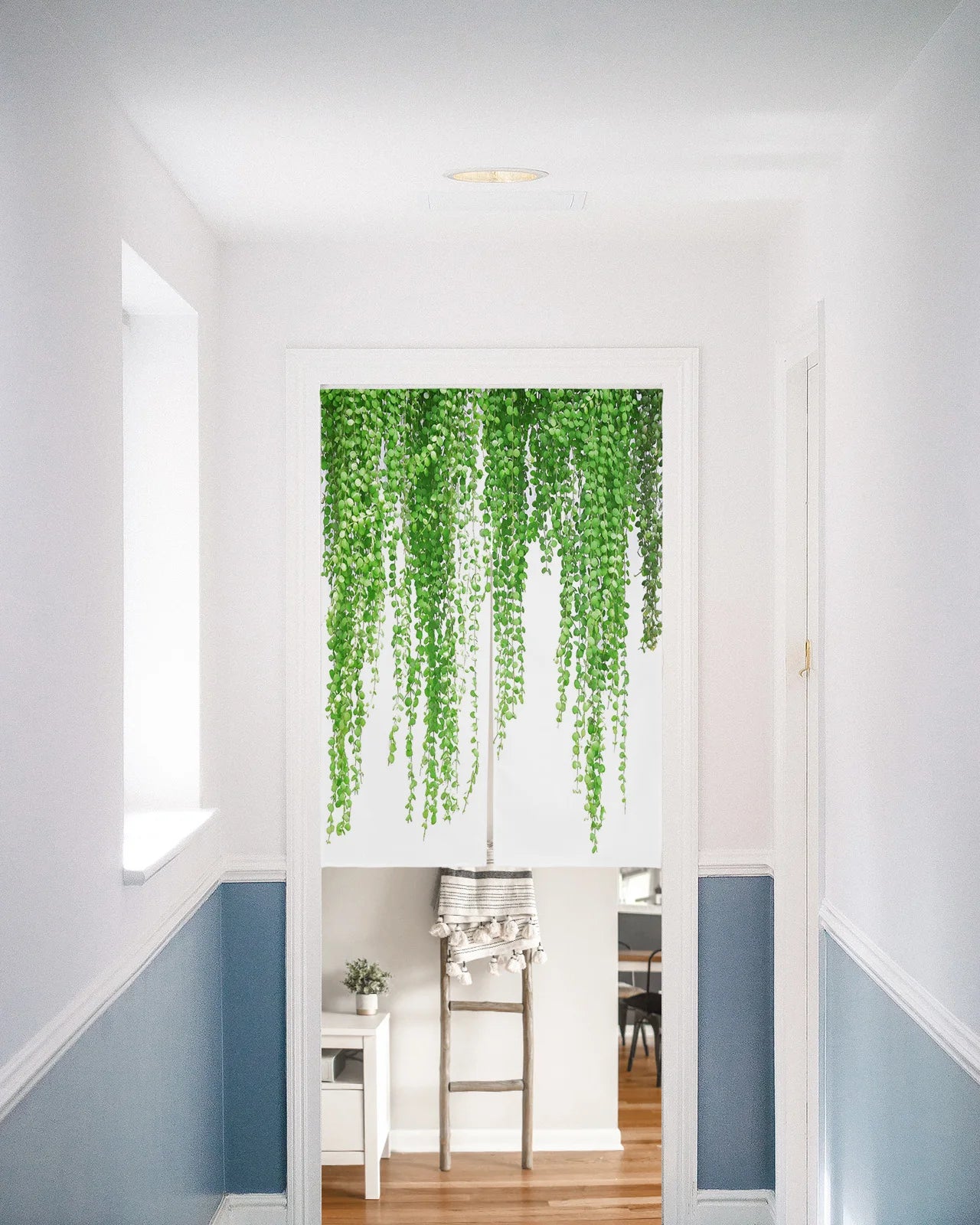 Plant Green Rattan Leaves Door Curtains Japanese Style Partition Split Curtain for Kitchen Bedroom Decorative Doorway Curtains