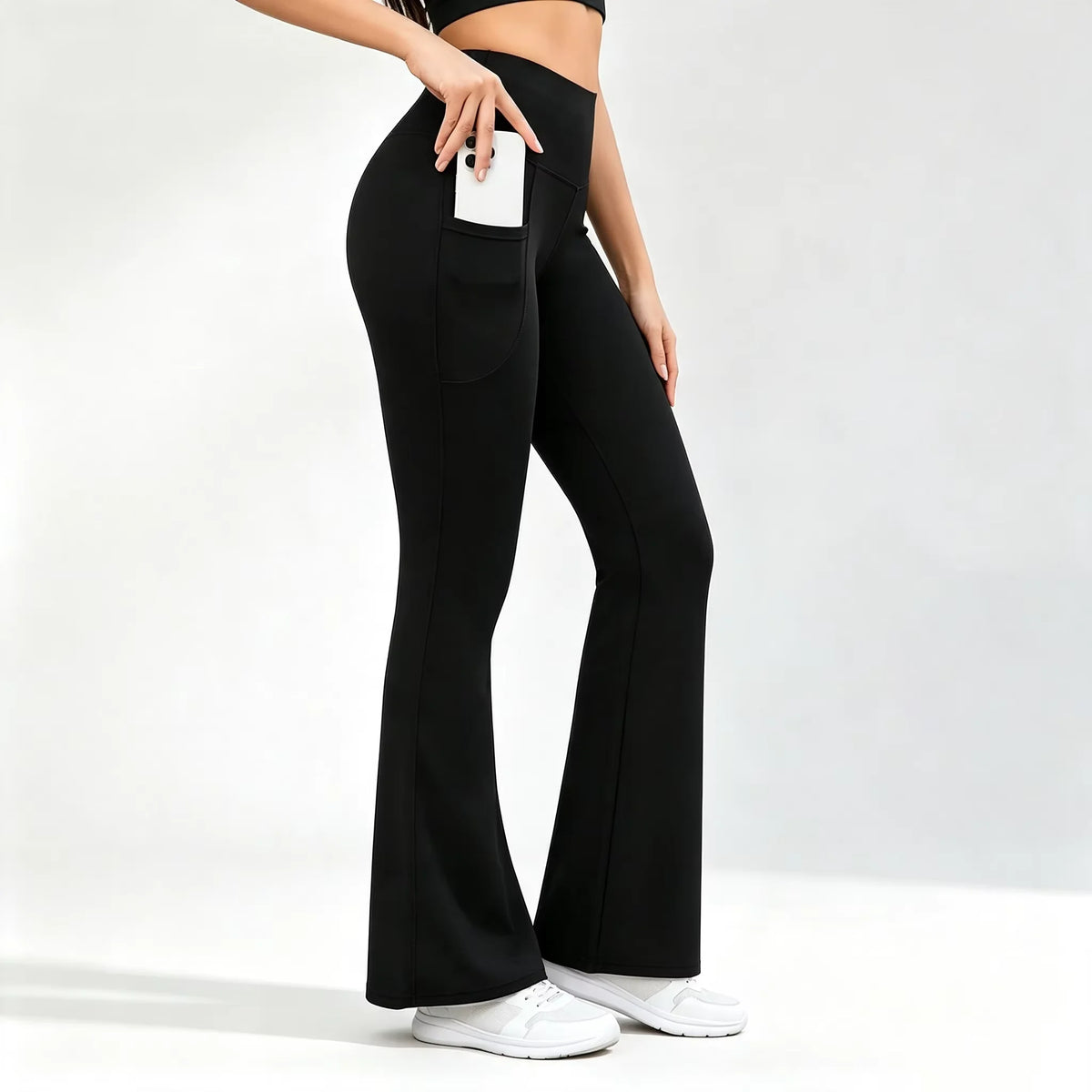Women Yoga Leggings Flared Pants With Pockets Women High Waist Comfortable Pants Gym Sports Slim Flared Tight Pants Streetwear