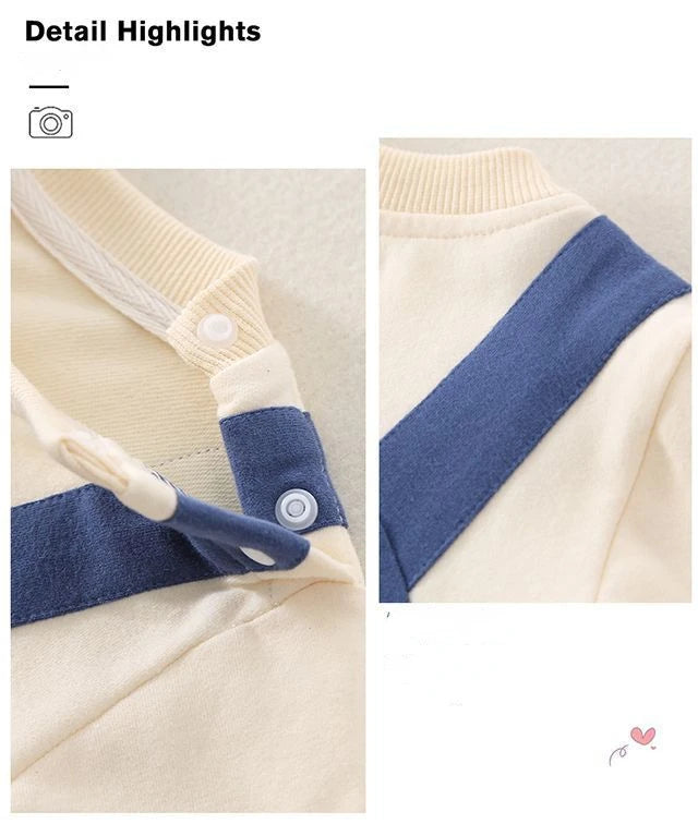 Autumn Baby Clothes Newborn Outfit Super Cute Baby Jumpsuit Contrasting Color Suspenders and Hood Outdoor with Cap