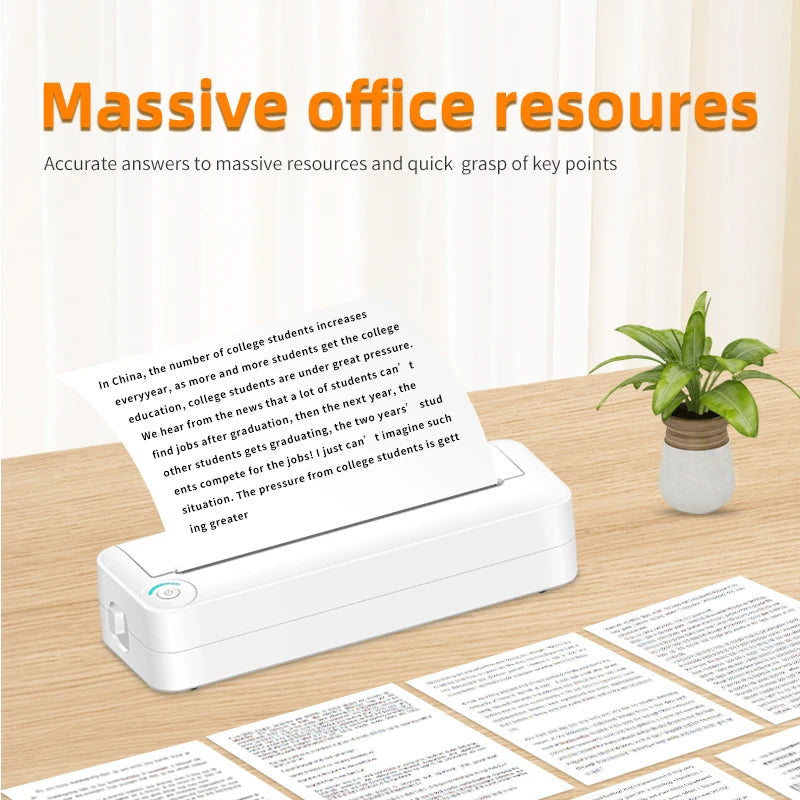 New convenient office thermal inkless mini portable printer Bluetooth HD A4 thermal brush printer