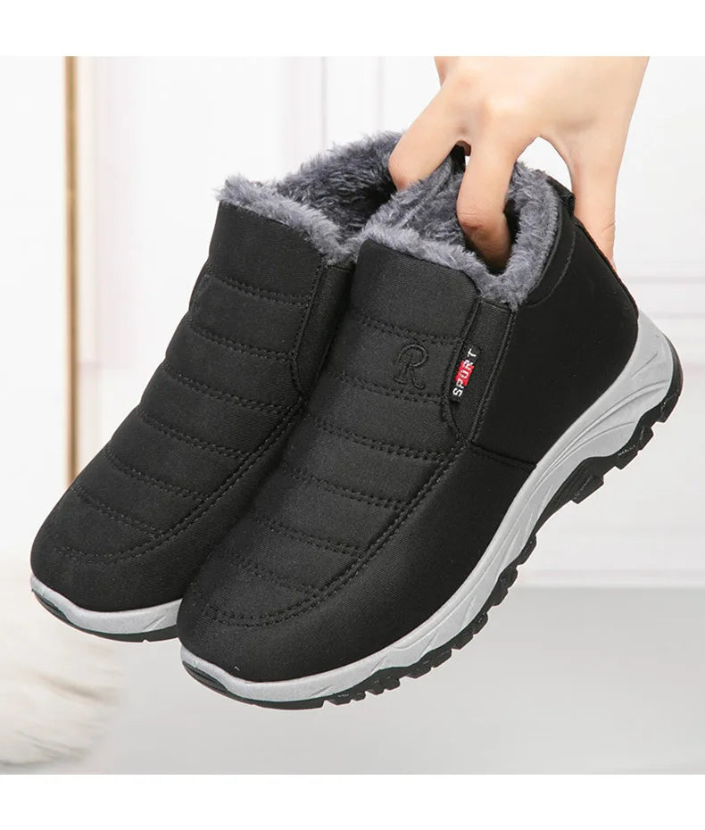 Waterproof Winter Boots for Men's  2025 New Plush Snow Boots Men's Ankle Boots Warm Black Couple Cotton Couples Platform Shoes