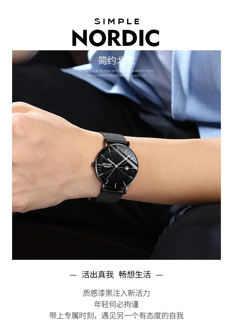 Top Fashion Waterproof Quartz Watch Student Steel strap Man Watch Mens Watch Fashion Trend Men's Wristwatch reloj hombre