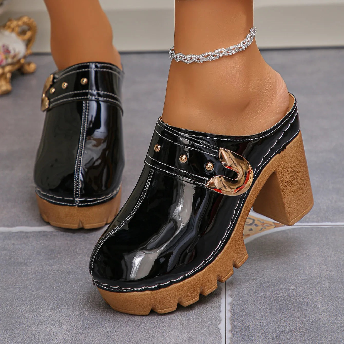 2025 Women Sandals Height Increase Summer Retro Shoes Women Fashion Thick Sole Mules Shoes Chunky Heels Platform Sandals Women