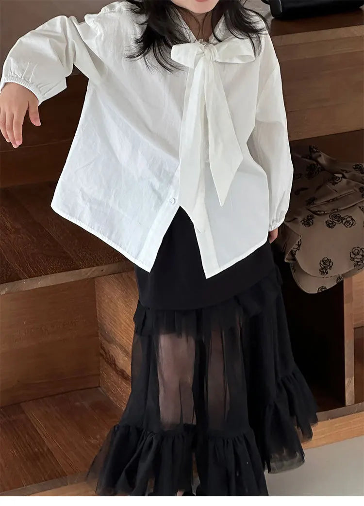 Girls Shirt Spring Autumn Long Sleeve Casual Daily Blouse for Kids Fashion Design Striped Flower Teen School Child Tops Clothes